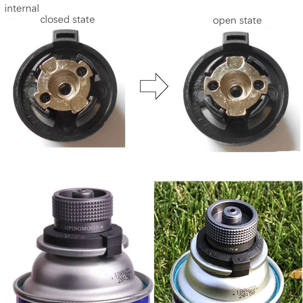 Campingmoon Adaptateur propane vers butane, adaptateur de réservoir de gaz portable pour l'extérieur, levier de vitesse de bidon, soupape de purge de bidon de camping (2 x Z11+Z15)