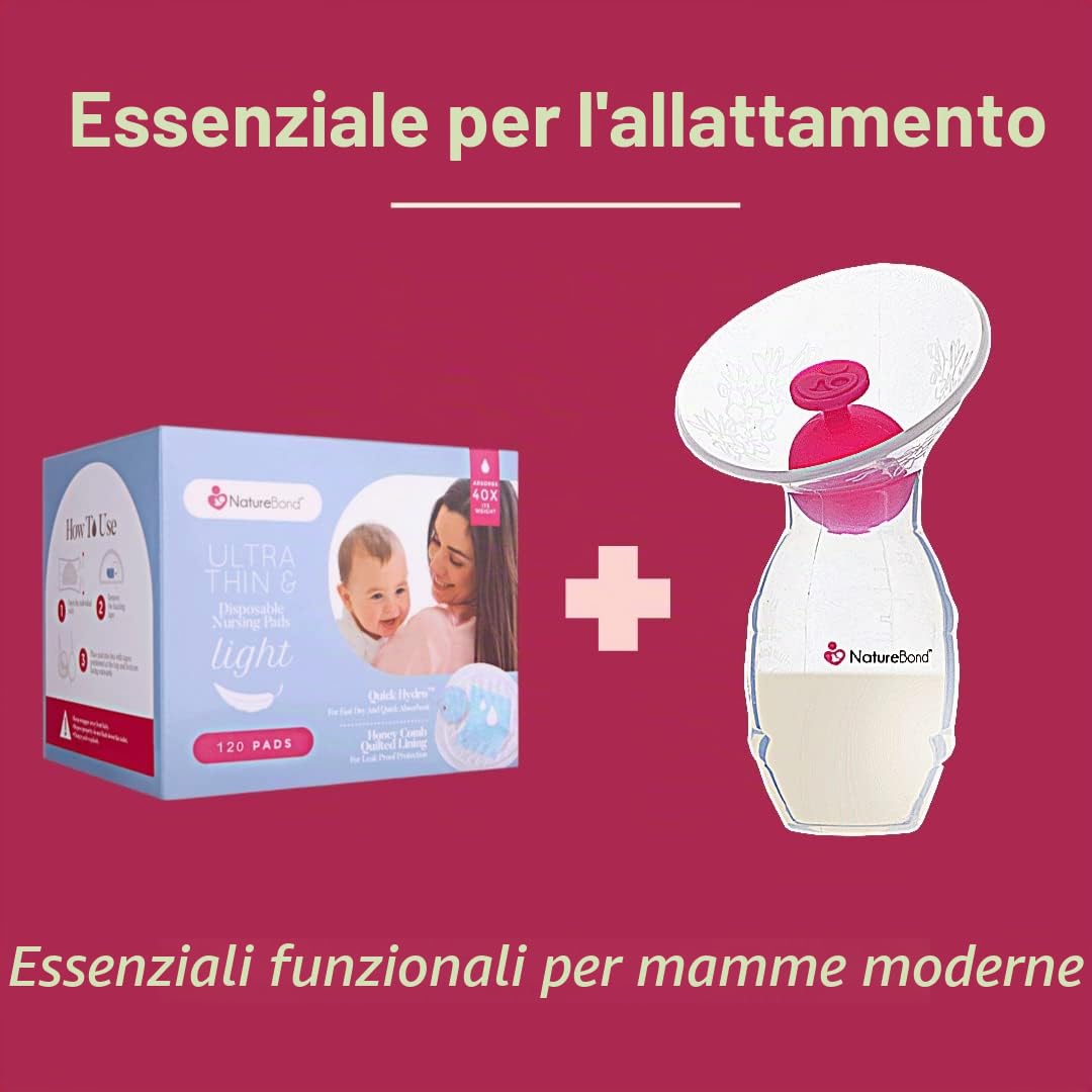 NatureBond Ultrasottili Coppette Assorbilatte Monouso, 120 pezzi, Ultrasottili e Altamente Assorbenti, Leggero, Sagomato e altamente assorbente, Invisibile sotto i vestiti