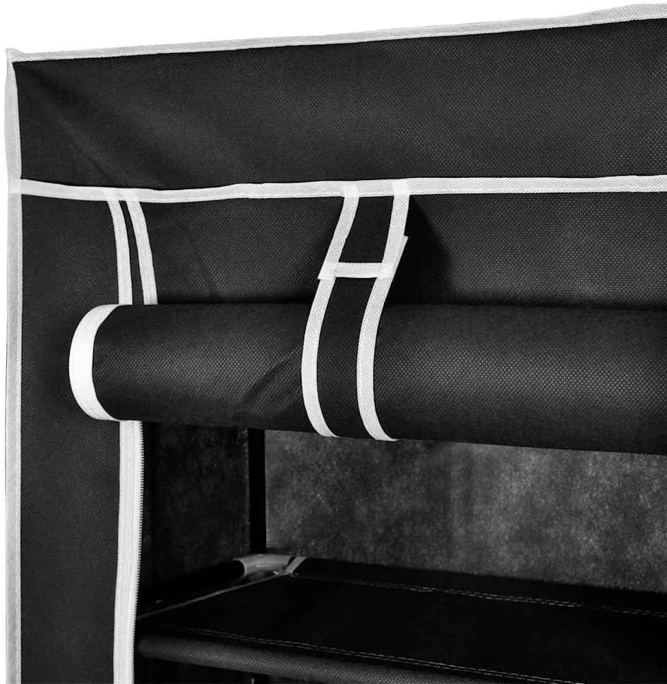 vidaXL Shoe Rack Black Polyethylene fabric and powder-coated steel Large