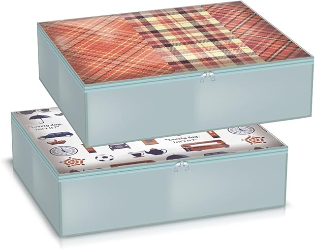 Maishijie 2 Pack Oxford Fabric Underbed Storage Bags, Clothes Storage Bag with Clear Window, 21.7x 17.7x 5.9, 37L Foldable Storage Organizer for Clothes Blanket Comforter Pillows Bedding