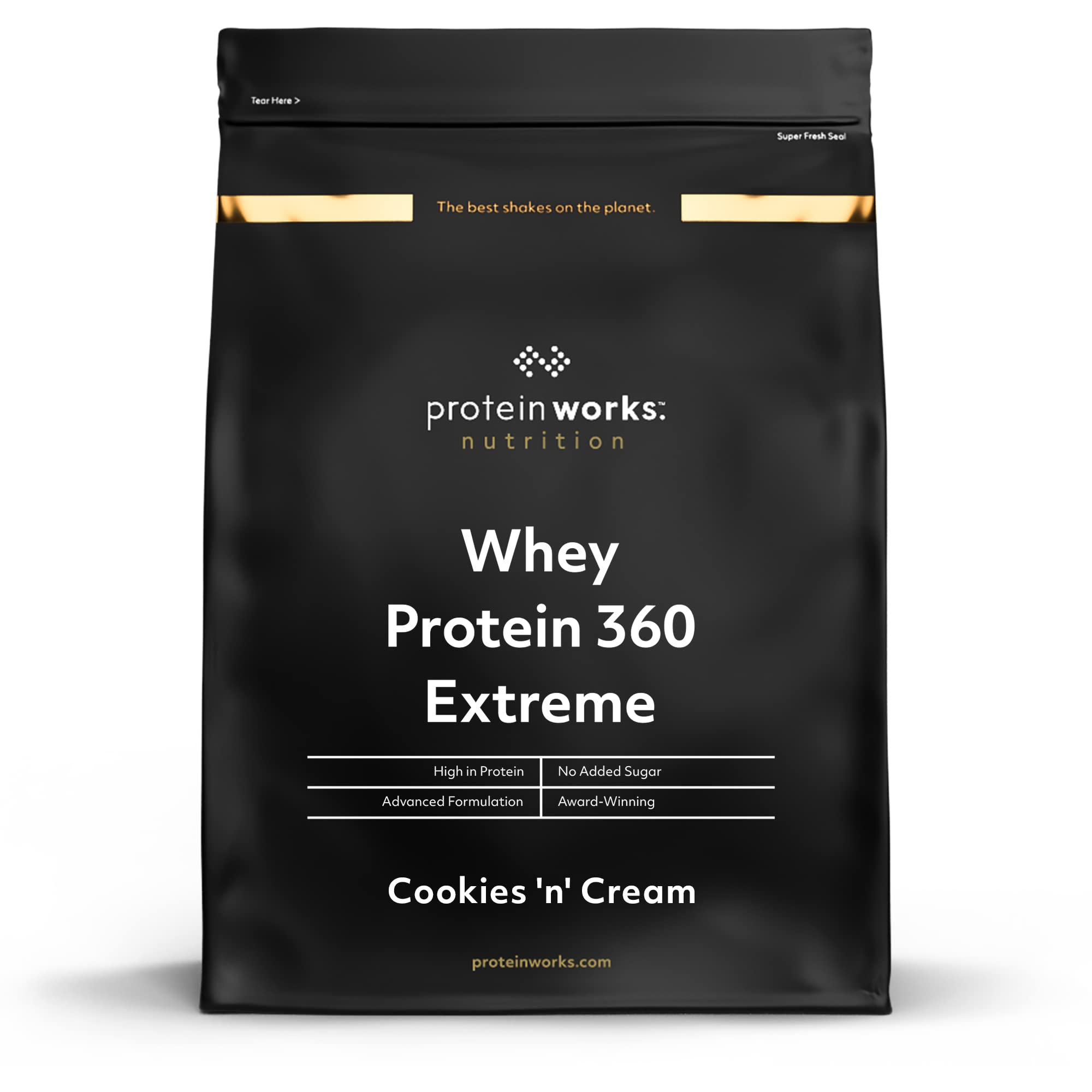 Protein Works - Whey Protein 360 | Premium Whey Shake | Whey Protein Powder Blend | No Added Sugar Protein Shake | 40 Servings | Cookies 'n' Cream | 1.2kg
