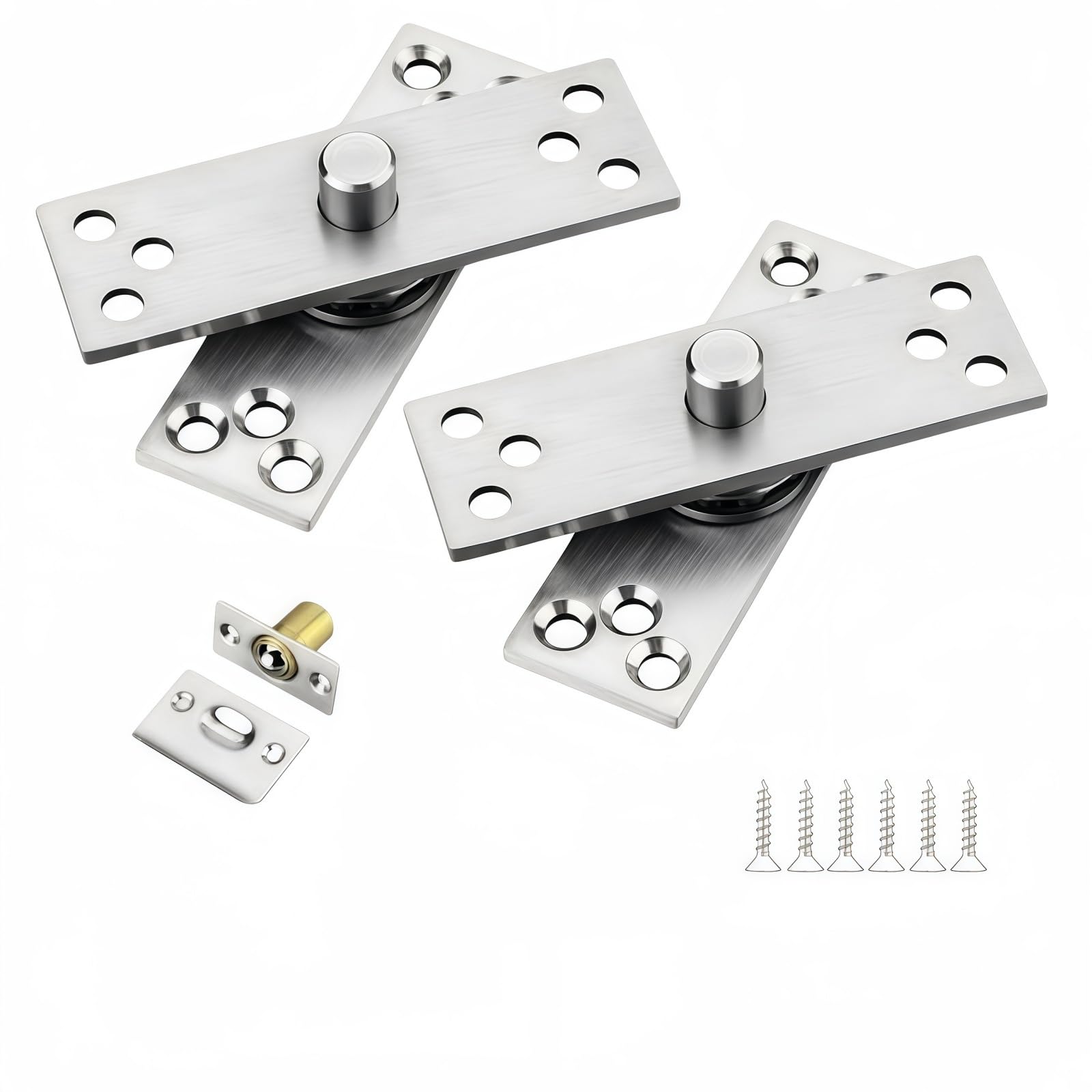 Calsurwsl Metallic Stainless Steel Pivot Door Hinge, Pack Of 2 Heavy Duty 360° Concealed Central Axis Hidden Door Shaft(Metallic)