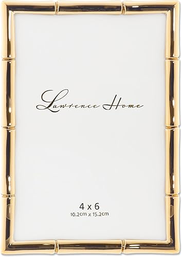 Lawrence 712246 - Marco de fotos de metal dorado con diseño de bambú, 4 pulgadas de ancho x 6 pulgadas de alto, color dorado disponible en Yaxa Costa Rica