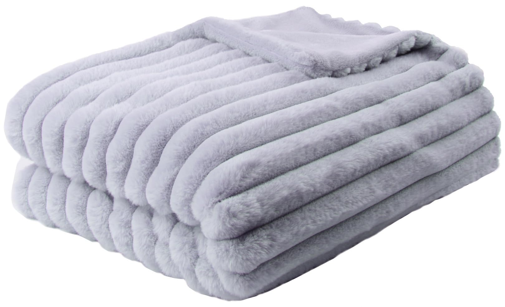 Appletree Grey Faux Fur Throw – 180X130cm – Soft Plush Blanket For Sofa Or Bed – Luxury Rabbit Fur Imitation – Reversible & Filled – Matching Cushion Available