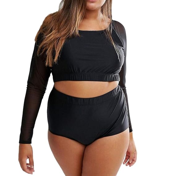 long sleeve two piece bathing suit plus size