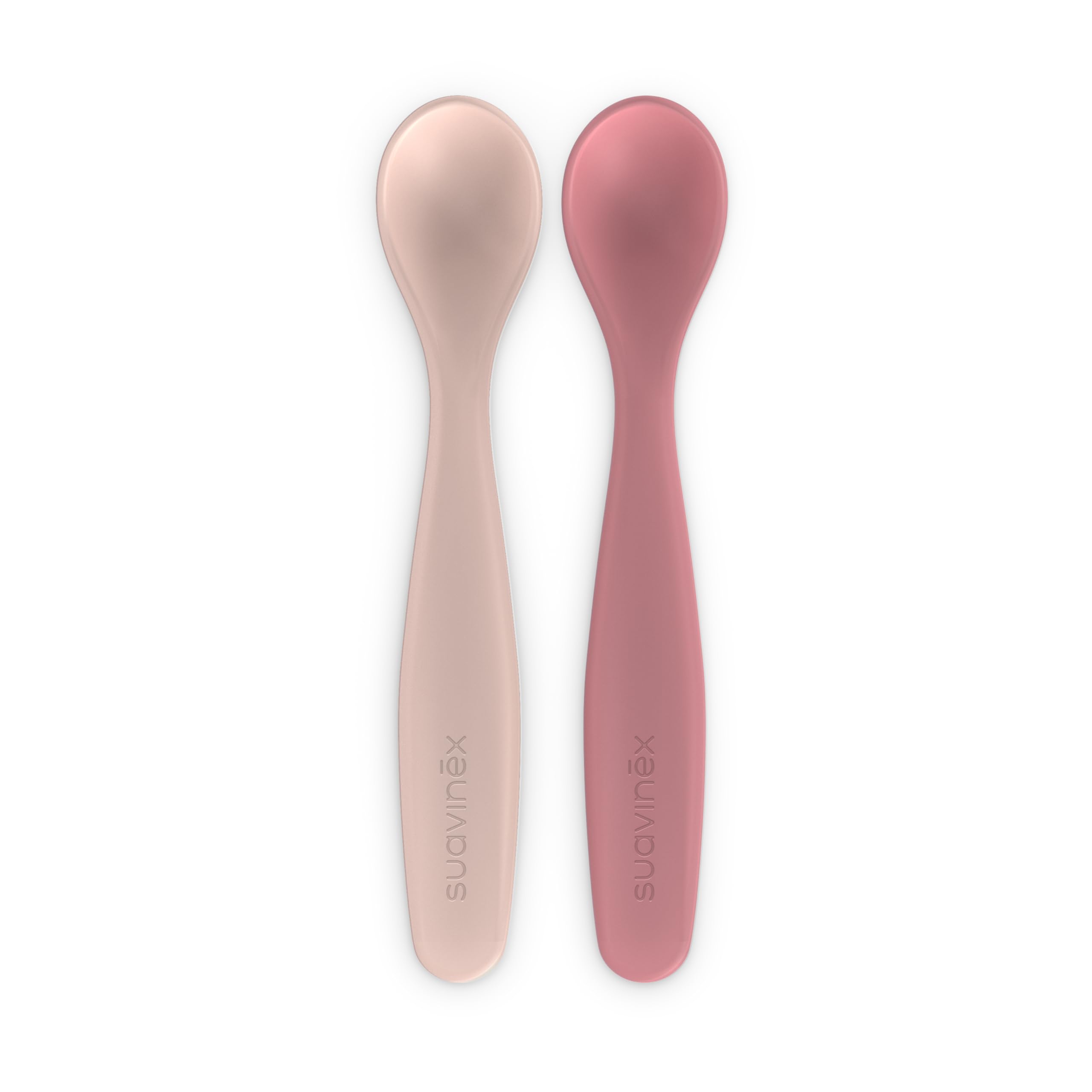 Suavinex, Pack 2 Cucharas para Bebés de Aprendizaje. Cucharas Infantiles. Aptas Encías Sensibles. Con Mango Largo. Ideal Papillas y Potitos. Aptas Lavavajillas. Ergonómicas. Bebés +6 Meses, Rosa — view 4