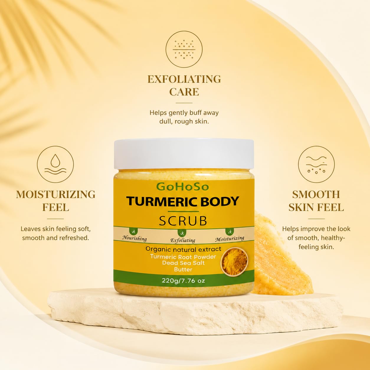 GoHoSo Turmeric Body Scrub with Dead Sea Salt & Butter, 7.76 oz