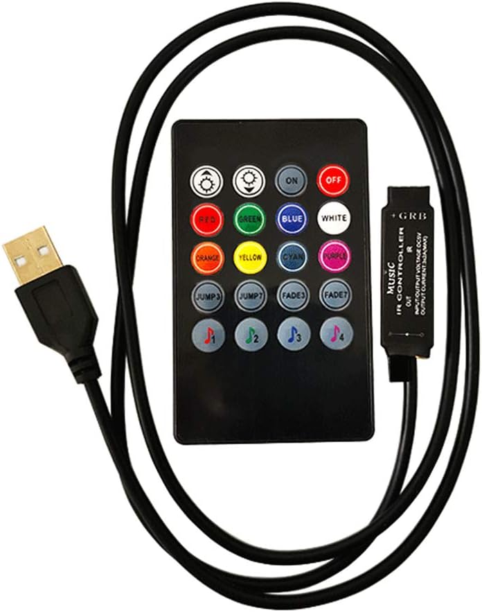 RTNLIT 20 Keys 5V Music Infrared Remote Controller and USB cable