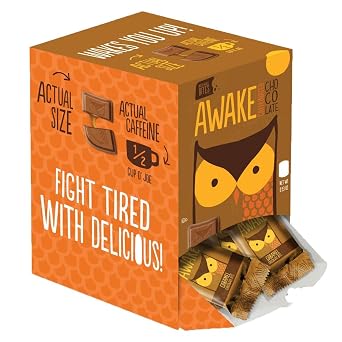 AWAKE Caffeinated Chocolate Bites, Caramel Chocolate Energy Snack, 1 Bite Equals 1/2 Cup of Coffee, 50 Bites