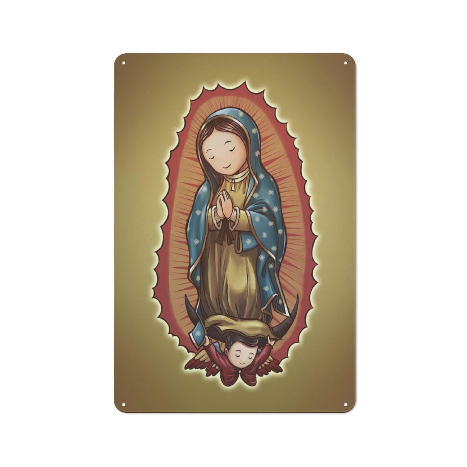 Junmoney Mary Of Guadalupe Tin Wall Sign With Design 30X20cm, Classic Diner Style Decor For Bakery, Diner, Cafe Or Family Room