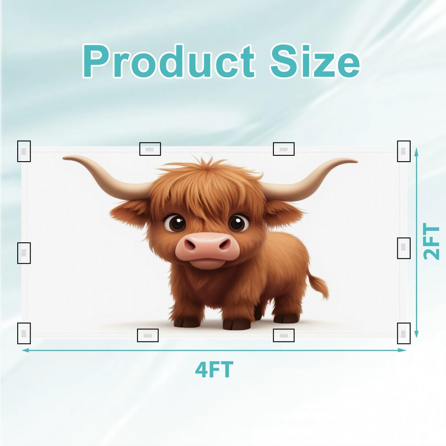 4 Pcs Fluorescent Light Covers for Ceiling Lights Highland Cow Soft Fur Curly Hair Large Eyes Short Horns Cartoonish Decorative Magnets Light Filters for Office Home Classroom Must Haves 4’ x 2’