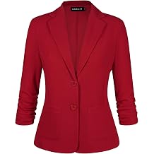 MINTLIMIT Womens Casual Blazer Open Front Business Suit Jacket 3/4 Sleeve Button Work Office Blazer Lightweight