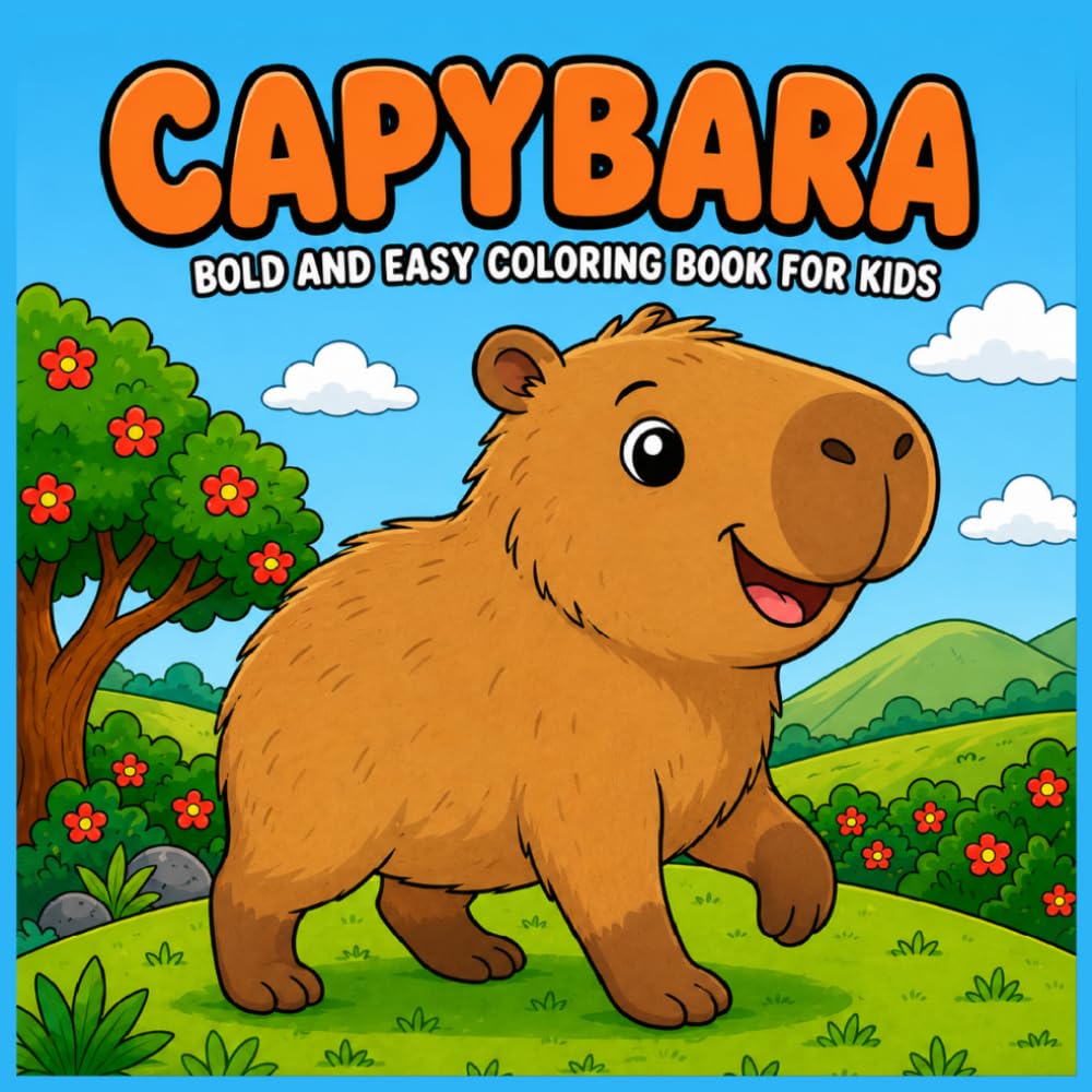 Capybara Bold and Easy Coloring Book for Kids