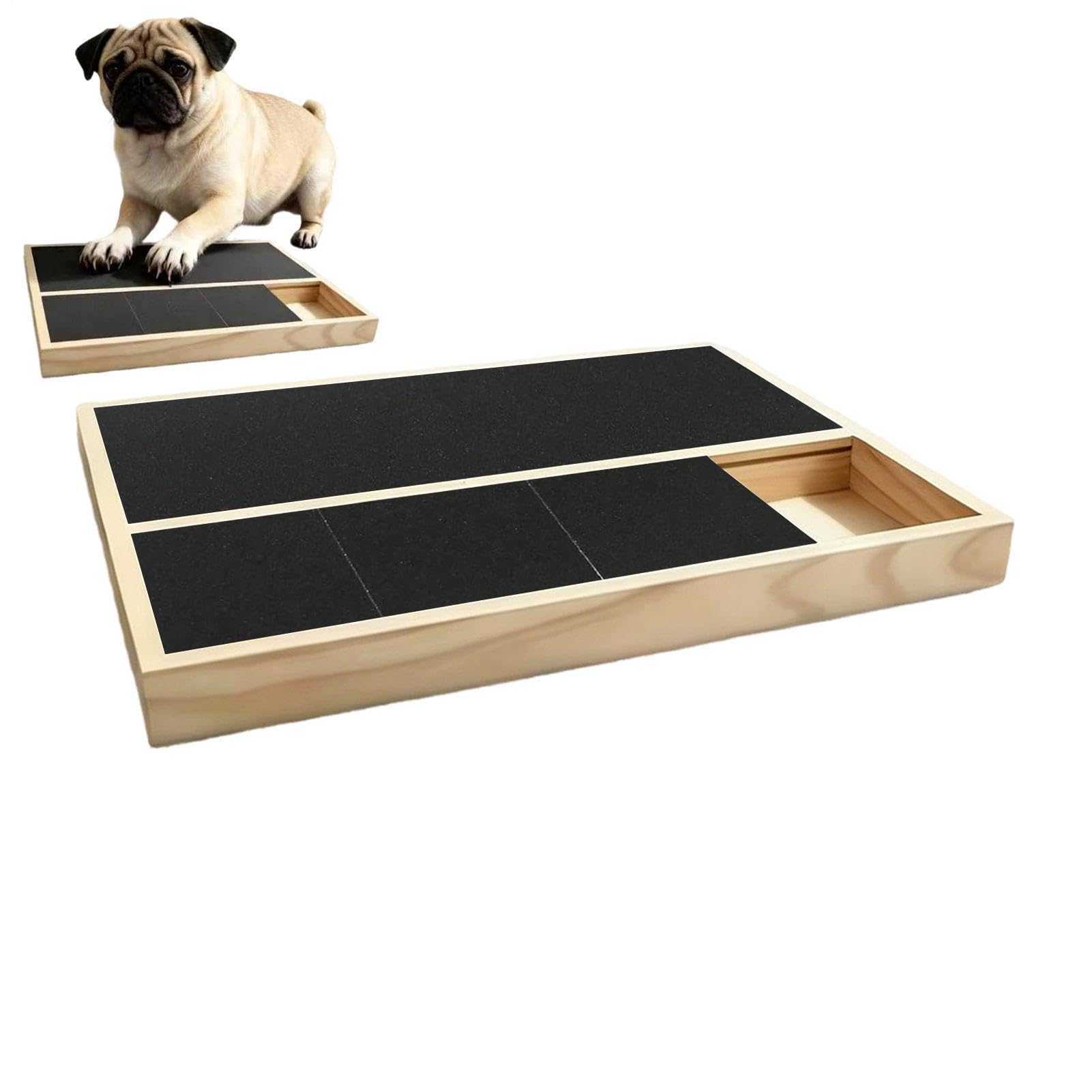 Quzente Dog Nail Scratch Board File, Wooden Dog Nail Grinding Pad, Wooden Dogs Nails File Board With Built-in Snack Box, Puppy Nails Grinding Pad, Interactive Dogs Paws Scratchboard With Treat Box