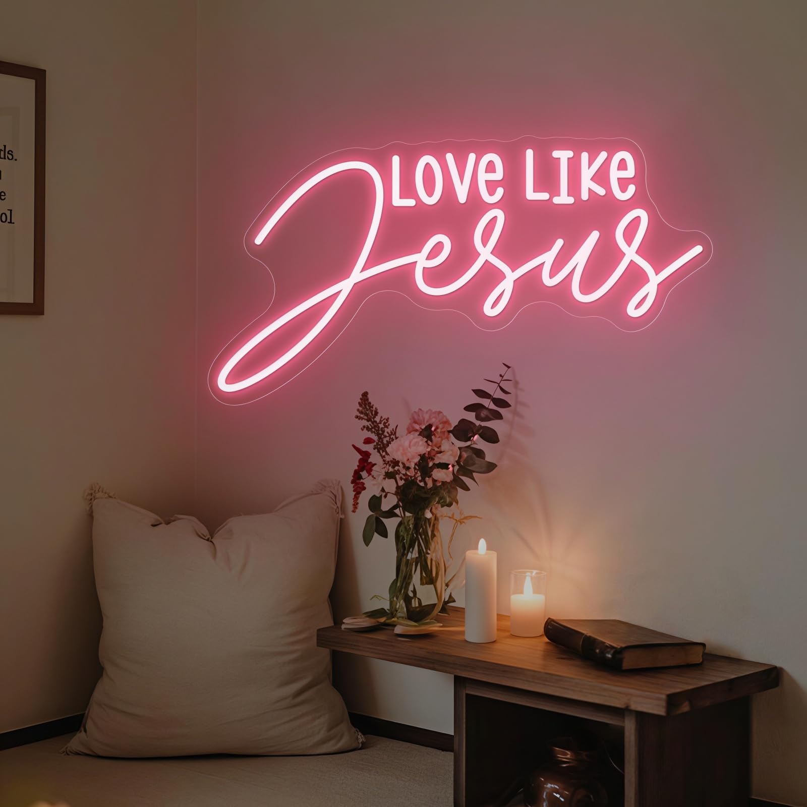 Love Like Jesus LED Neon Sign Jesus LED Sign Religious Wall Decor Christian Theme Light Up Sign for Prayer Room Christian Church Bedroom Decor