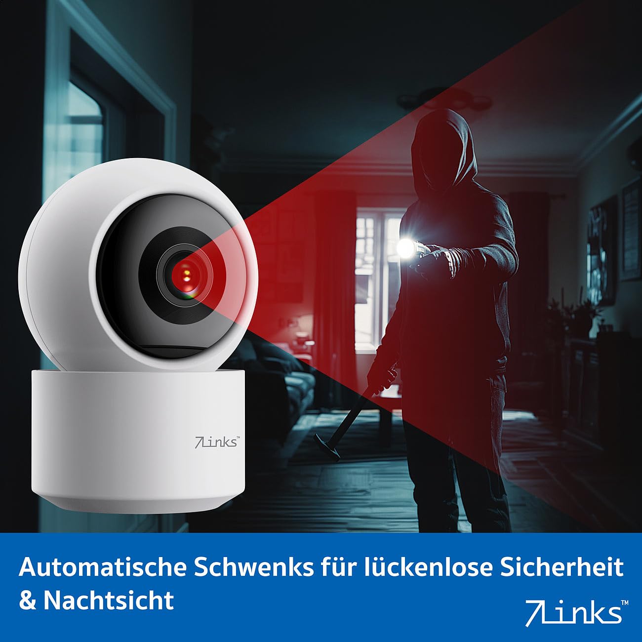 7links Überwachung Kamera innen: 2er-Set 2K-Pan-Tilt-Überwachungskamera, WLAN, Patrouillen-Funktion (Überwachung Kamera innen WLAN, Überwachungs-Kameras)