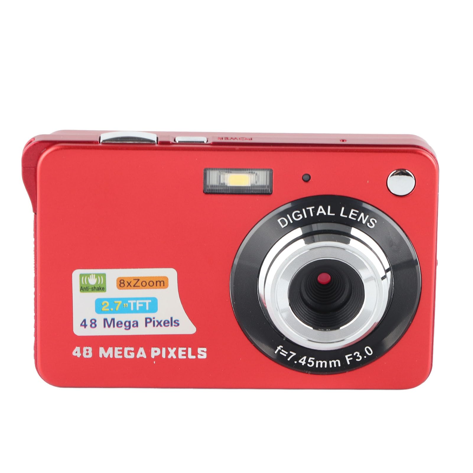 Aparat Cyfrowy, 48MP 4K Anti Shake Cyfrowy Aparat Fotograficzny Obsługa Karty Pamięci 128 GB, 8-krotny Zoom z 2,7-calowym Wyświetlaczem LCD, C3 48 Czerwony