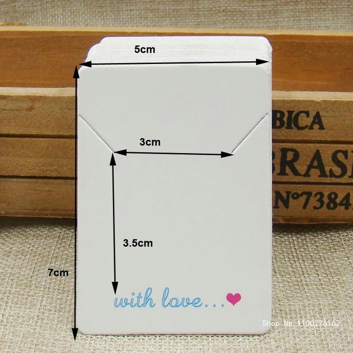 200 Stück 5 x 7 cm weiße/Kraftpapier-Halsketten-Display-Karte, handgefertigt mit Liebe, Schmuck-Paket-Karte, individuell erhältlich – 1