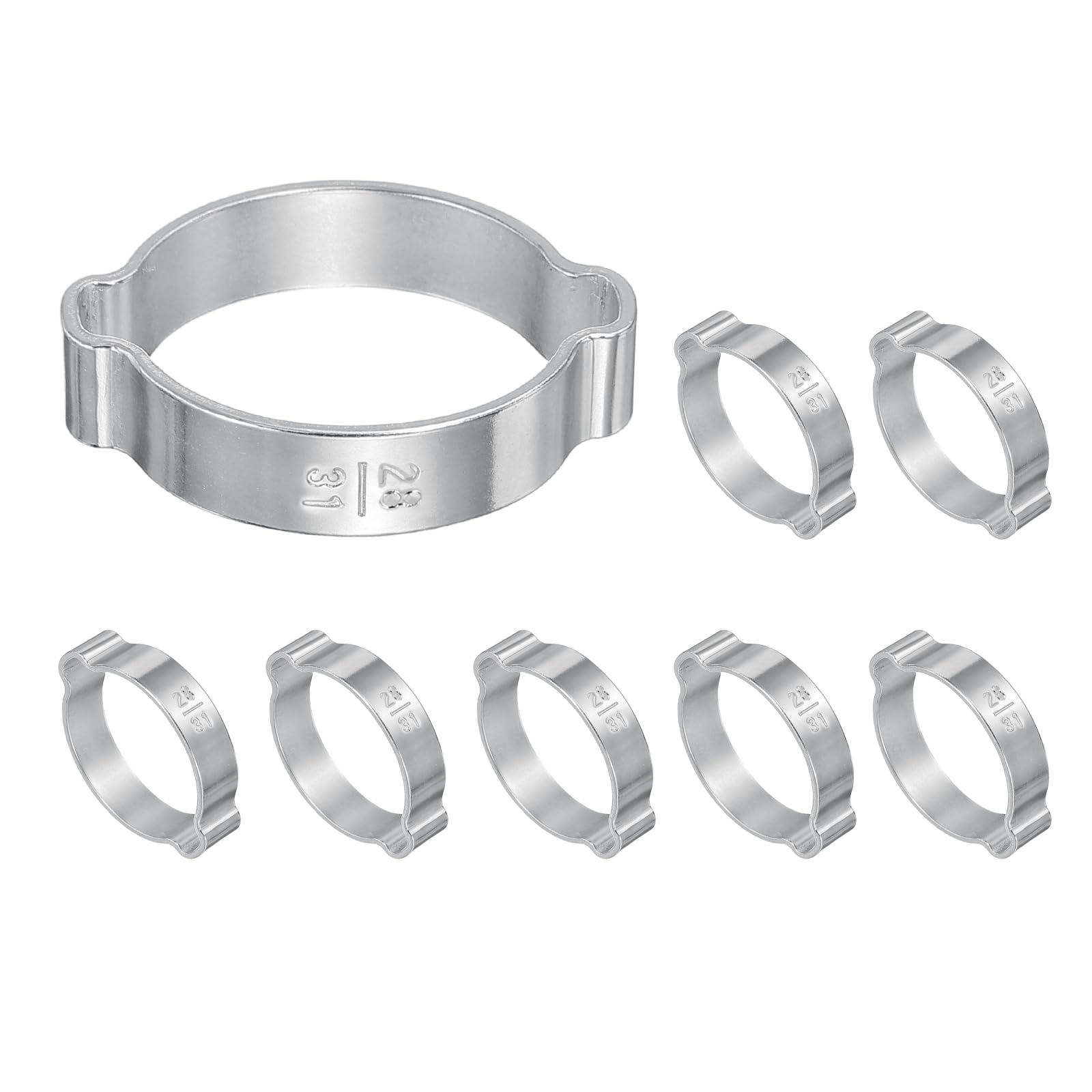 PATIKIL 8 Pcs Double Ear Hose Clamp, 28-31mm 304 Stainless Steel O Clip Crimp Rings, Pipe Clamps for Fuel Petrol Pipe Tube Fitting Connections