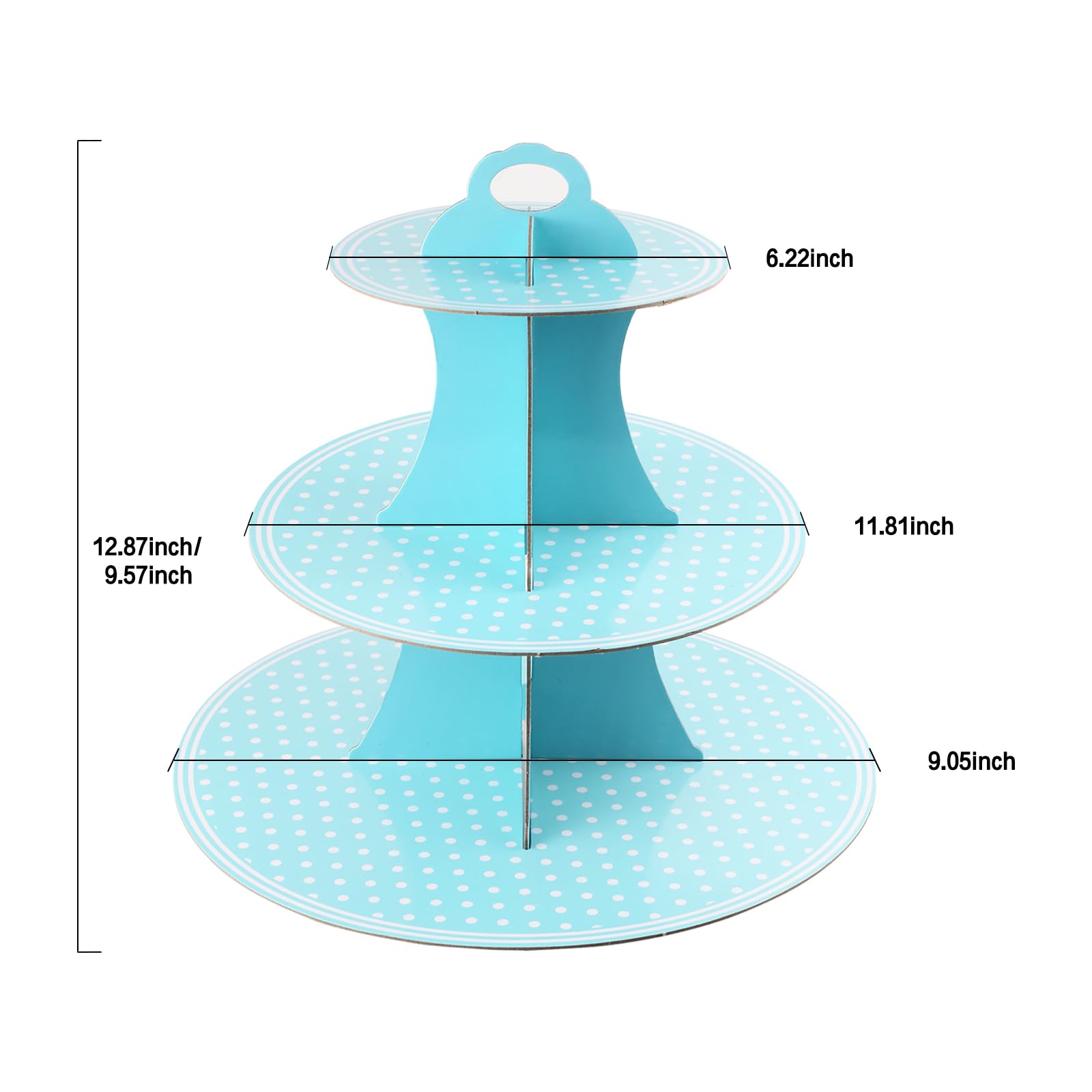 omesy Cardboard Cupcake Stand 3-Tier Dessert Cake Tray Party Decoration 3-Set (Blue)