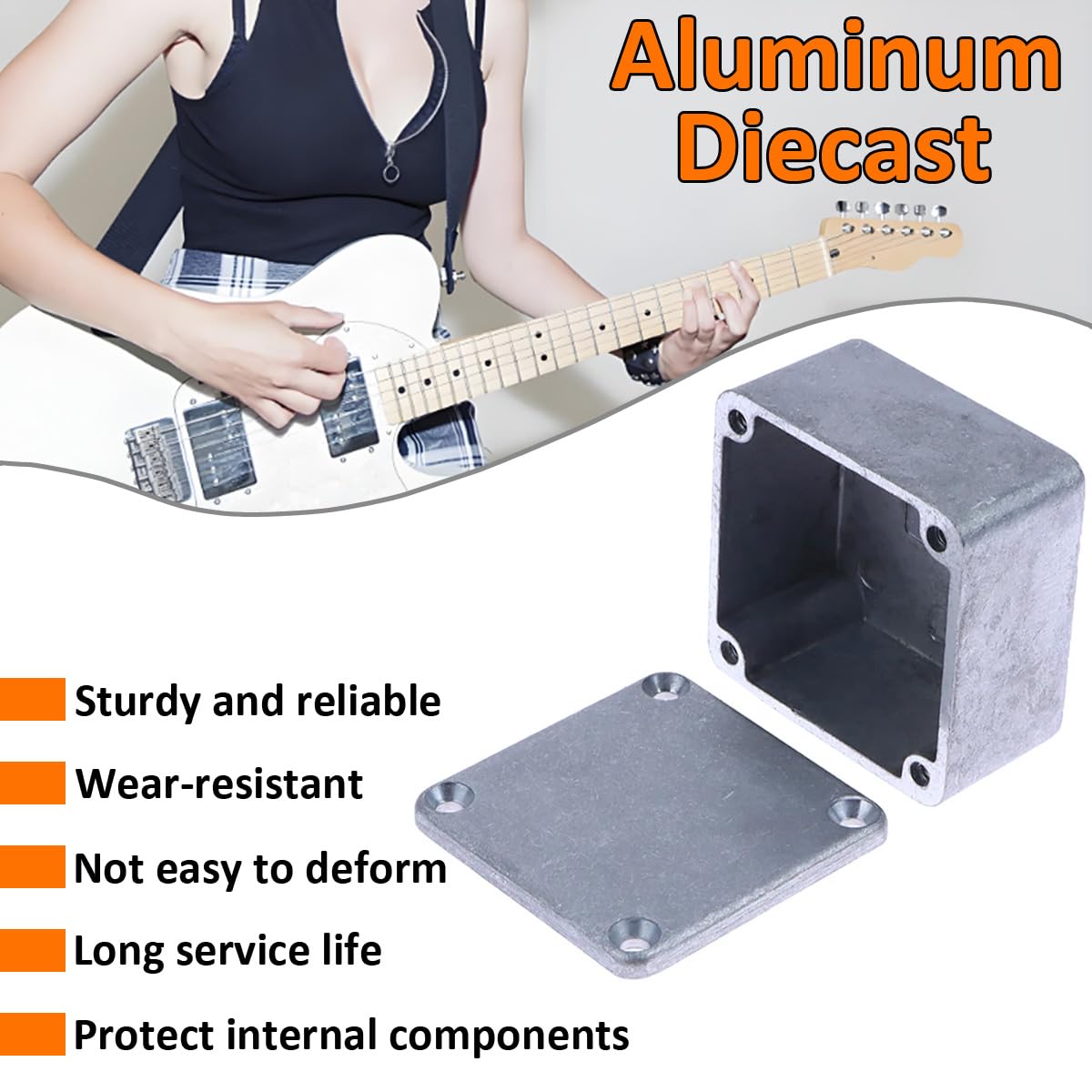 2 sztuki 1590 lb etui na gitarowy metalowe pudełko stomp aluminiowe projekty elektroniczny obudowa, obudowa, efekty, obudowa 50,5 mm x 50,5 mm x 31 mm