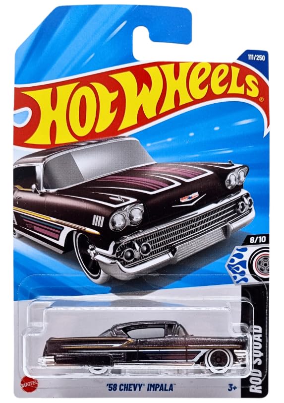Hot Wheels '58 Chevy Impala, Rod Squad Series 8/10, Die-Cast Car 111/250