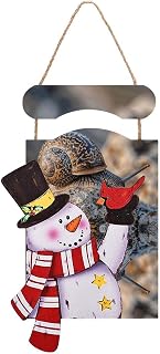 JTKLQBN Christmas Snowman Decorations Paintings, Snail on Rock Printed Christmas Hanging Painting Wooden Hanging Picture Wall Decor Paintings Home Decoration Painting