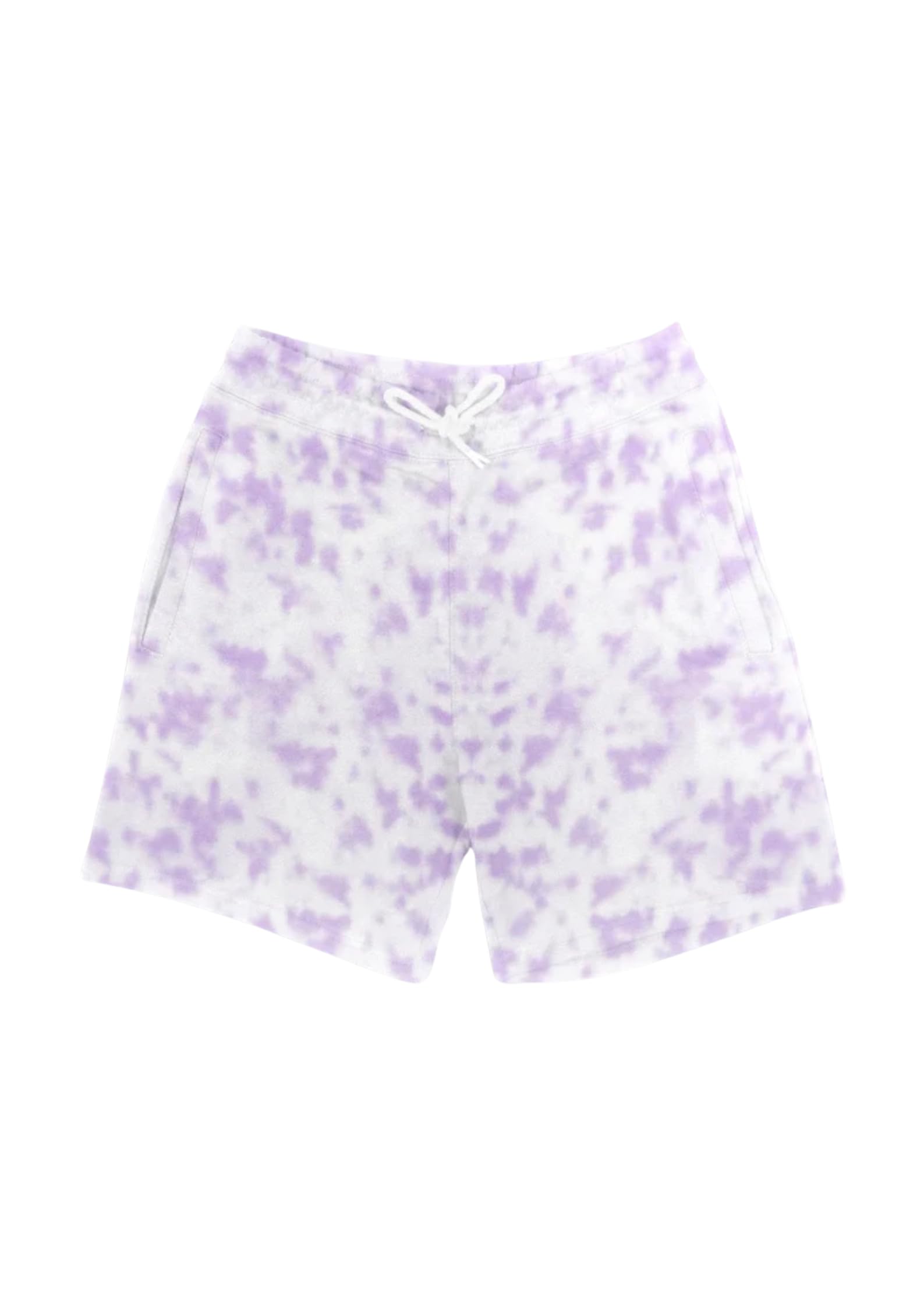 Unisex Tie Dye Shorts | White Lavender Tie Dye Drawcord Elastic Waist Shorts | 260 GSM Cotton Blend | Casual, Party & Festival Wear-image-38