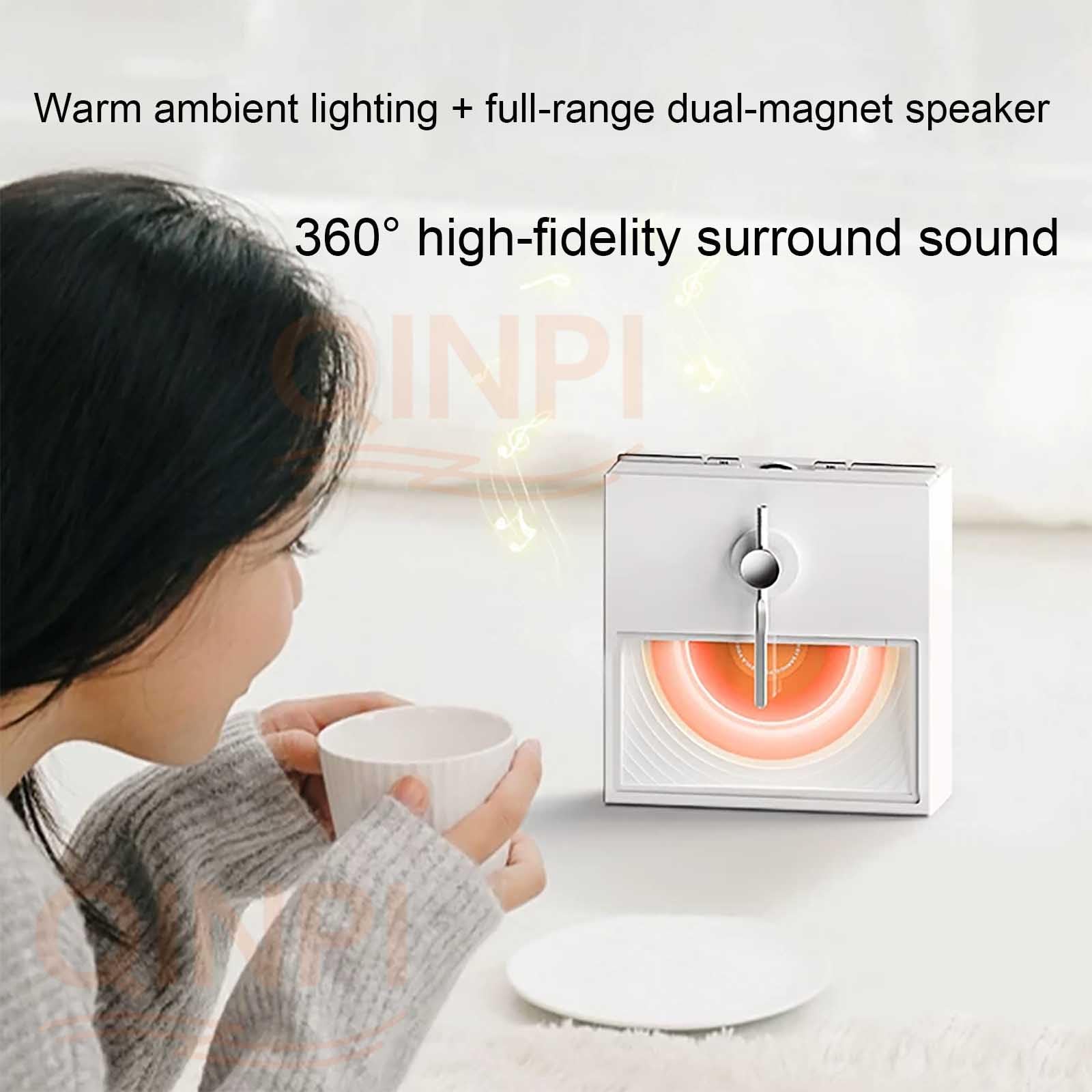 Altoparlante Bluetooth portatile con illuminazione ambientale, BT V5.3, tempo di riproduzione 20 ore, suono a doppio magnete a gamma completa, per casa all'aperto e viaggi