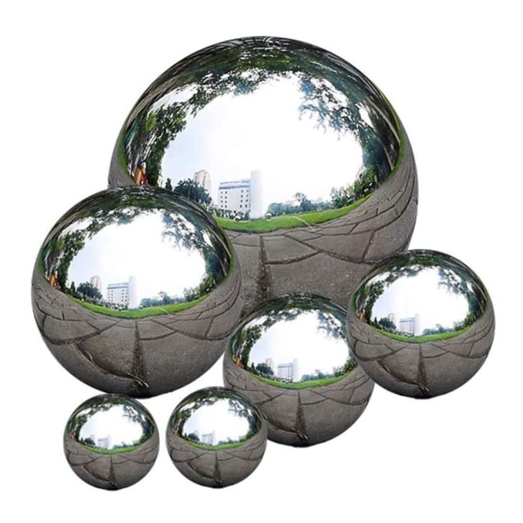 Statues de Jardin, baule à Regard en Acier Inoxydable Miroir de Globe en Acier Inoxydable Miroir polir Boule de Jardin réfléchissant 6 pcs Style 1, Boule Creux