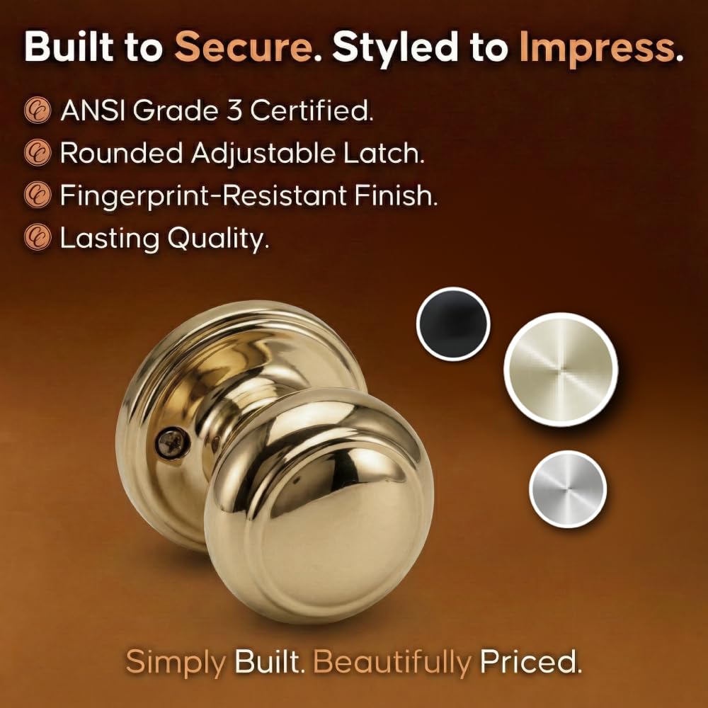 Polished Brass Colonial Door Knob - Dummy Function -3