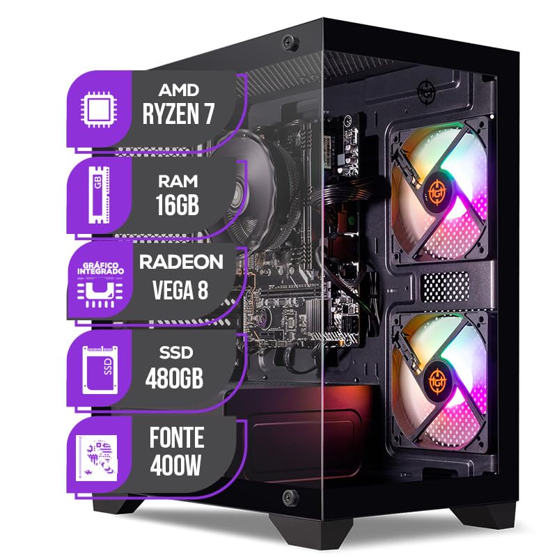 PC Gamer com AMD Ryzen 7-5700G e Placa integrada VEGA 8