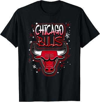 NBA Chicago Bulls Airbrush Logo T-Shirt, Men, Black, X-Large