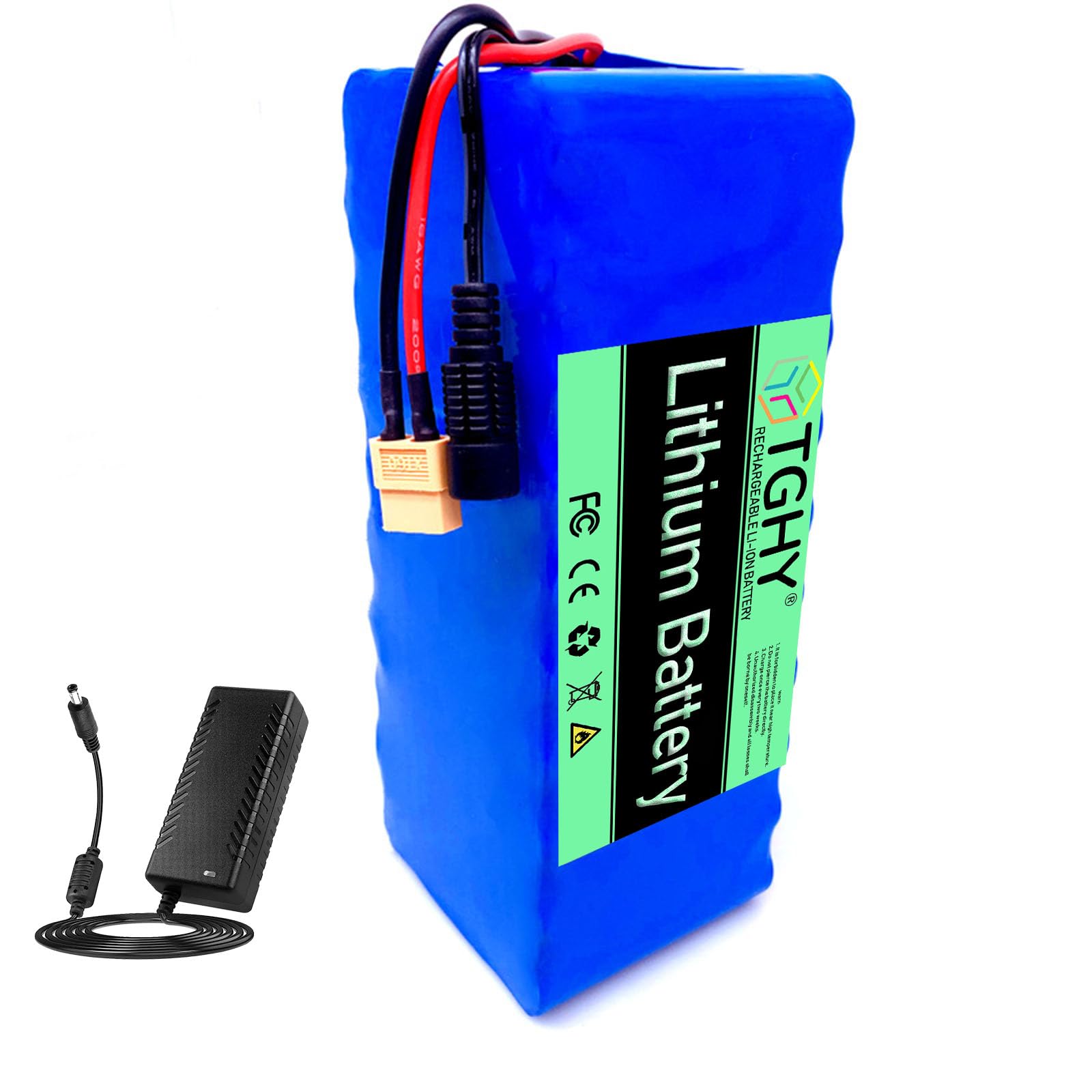 TGHY 36 Volt Electric Bike Battery 36V 4Ah 5.2Ah 7Ah 10Ah Lithium Battery Pack with Charger Built-in BMS Protection Board,36V 10Ah