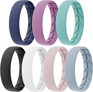 Silicone Anniversary Ring Women,Breathable Design Womens Silicone Wedding Rings,Suitable for Sports,Workout,Gym,5.5mm Wide-2mm Thick,Variety Multipack 1-8