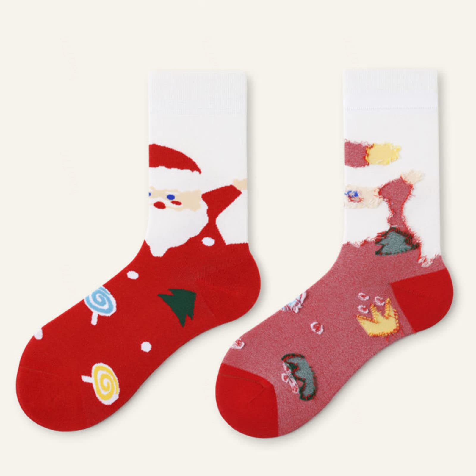 5 Pares de Calcetines navideños para Hombre, Novedad, Calcetines navideños, Calcetines clásicos de Papá Noel, Calcetines navideños para Hombres y niños,Christmas Box A-One Size
