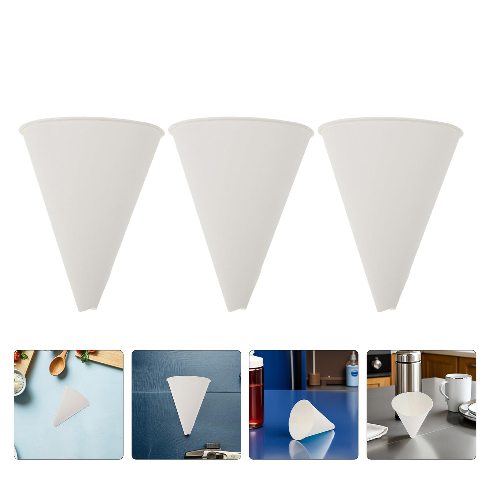Amosfun 150 Piezas Embudo de Aceite Desechable de Papel Unidades para Cambio de Aceite de Coche para Repostar y Trasvase de Líquidos el Taller o Cocina