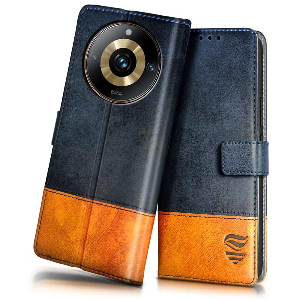 FLIPPED Vegan Leather Flip Case Back Cover for Realme Narzo 60 PRO | 11 PRO | 11 PRO Plus 5G (Flexible, Shock Proof | Hand Stitched Finish | Card Pockets Wallet & Stand | Irish Blue with Tanned Oak) (B0C7R4QLZX) Amazon Price History, Amazon Price Tracker