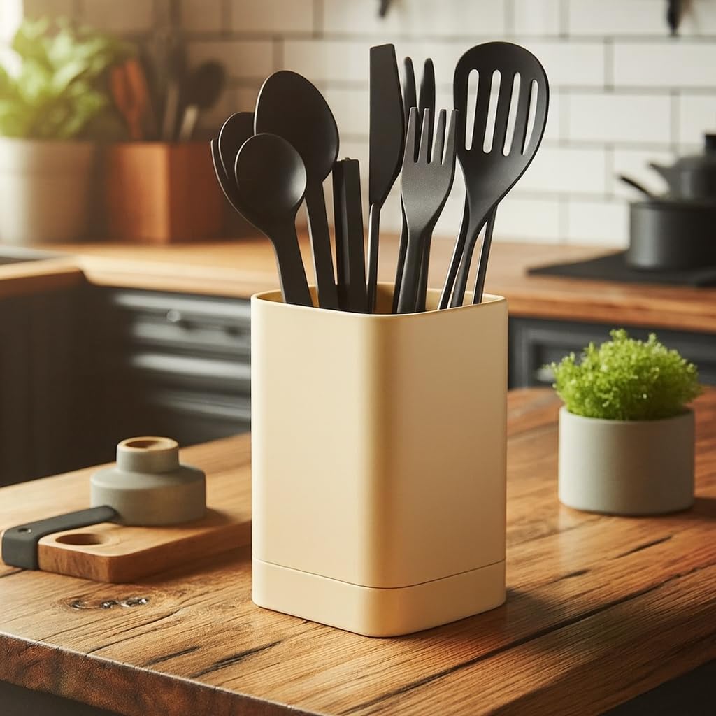 Kitchen Utensil Holder Square Pot (DEL-0057) (Matt Desert Tab) — image 1