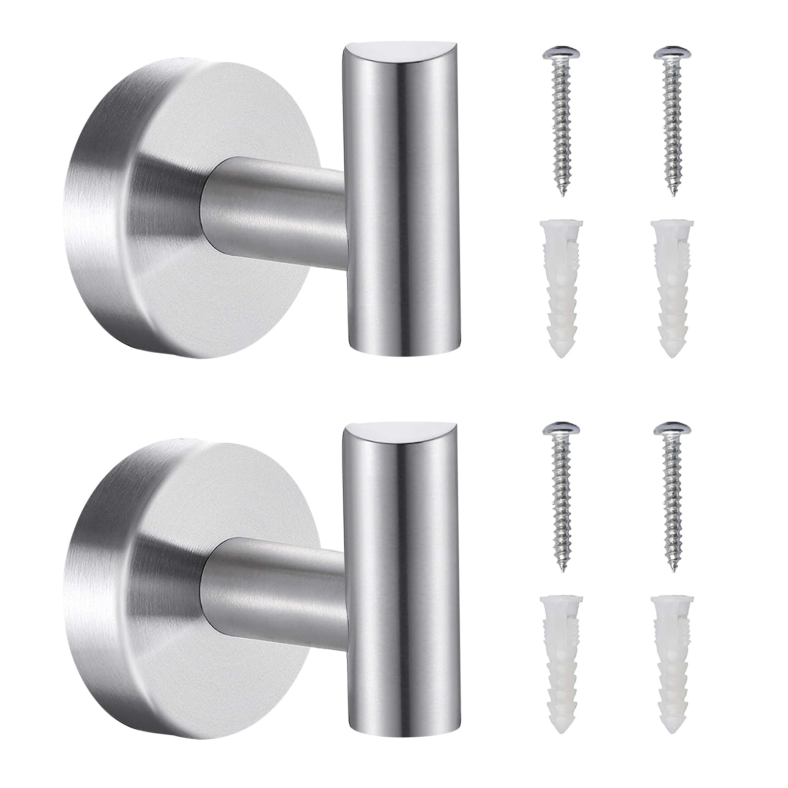 GULINO Colgador toalla baño con tornillos 2 Piezas, Acero Inoxidable, Percha baño, cuelga toallas baño, colgador baño y cocina, perchas baño, colgador toallas Plateado
