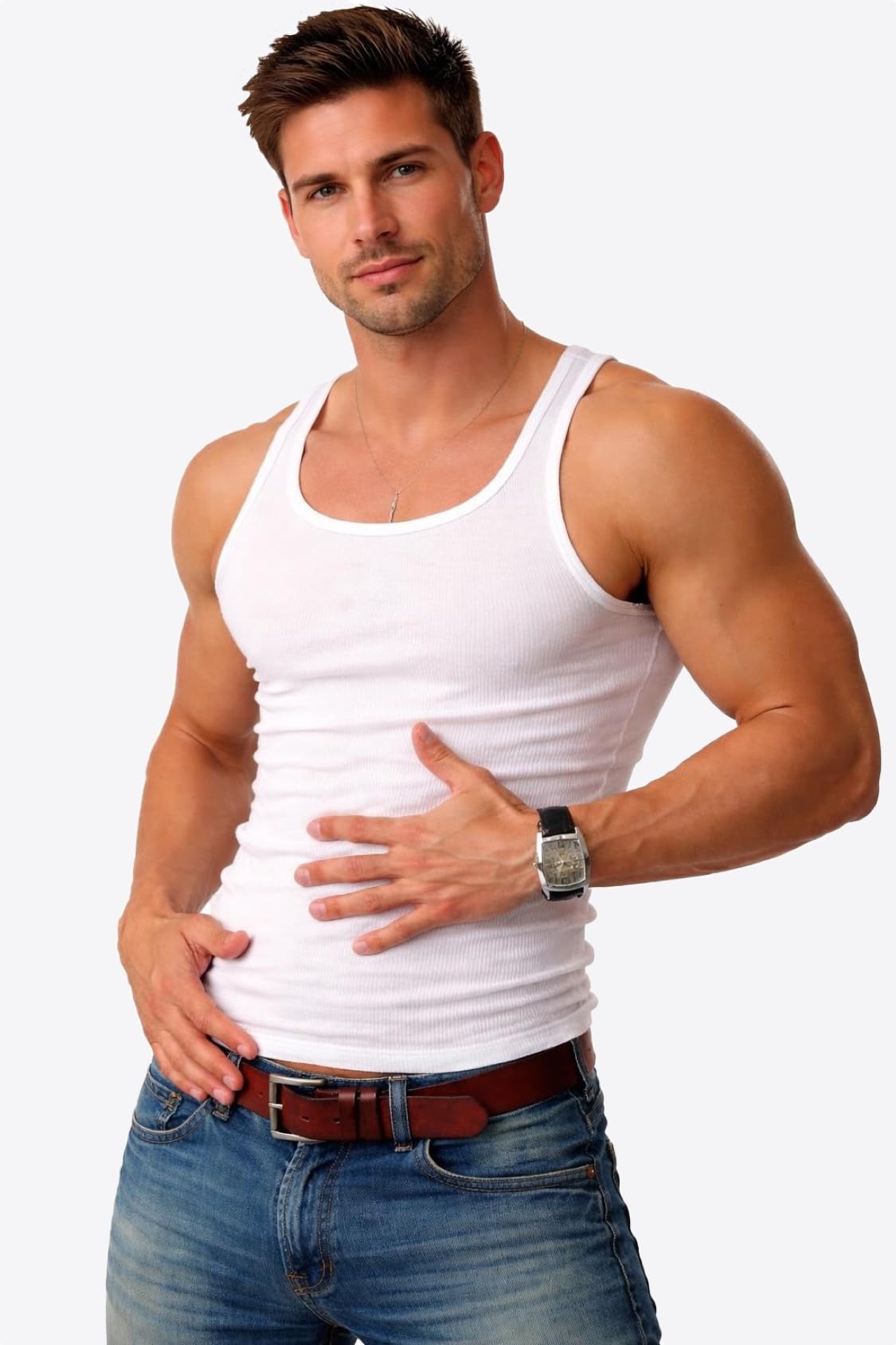 2 | 4 | 6 | 10 pezzi Canottiere da uomo a doppia costa, colore bianco, 100% cotone resistente e adatto all'asciugatrice