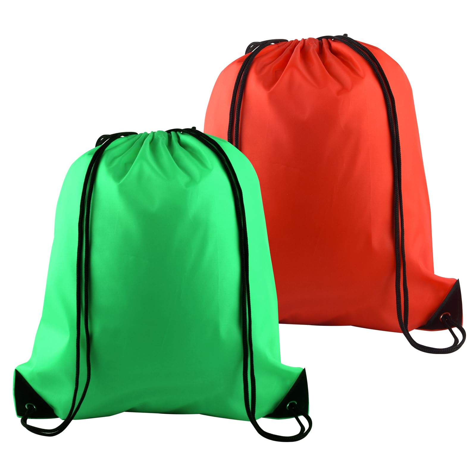 PLULON 2Pcs Drawstring Bags Bulk, Drawstring Backpack Green Red String Backpack Cinch Sack Sport Gym Backpack Bags for Yoga Traveling Outdoor Sports