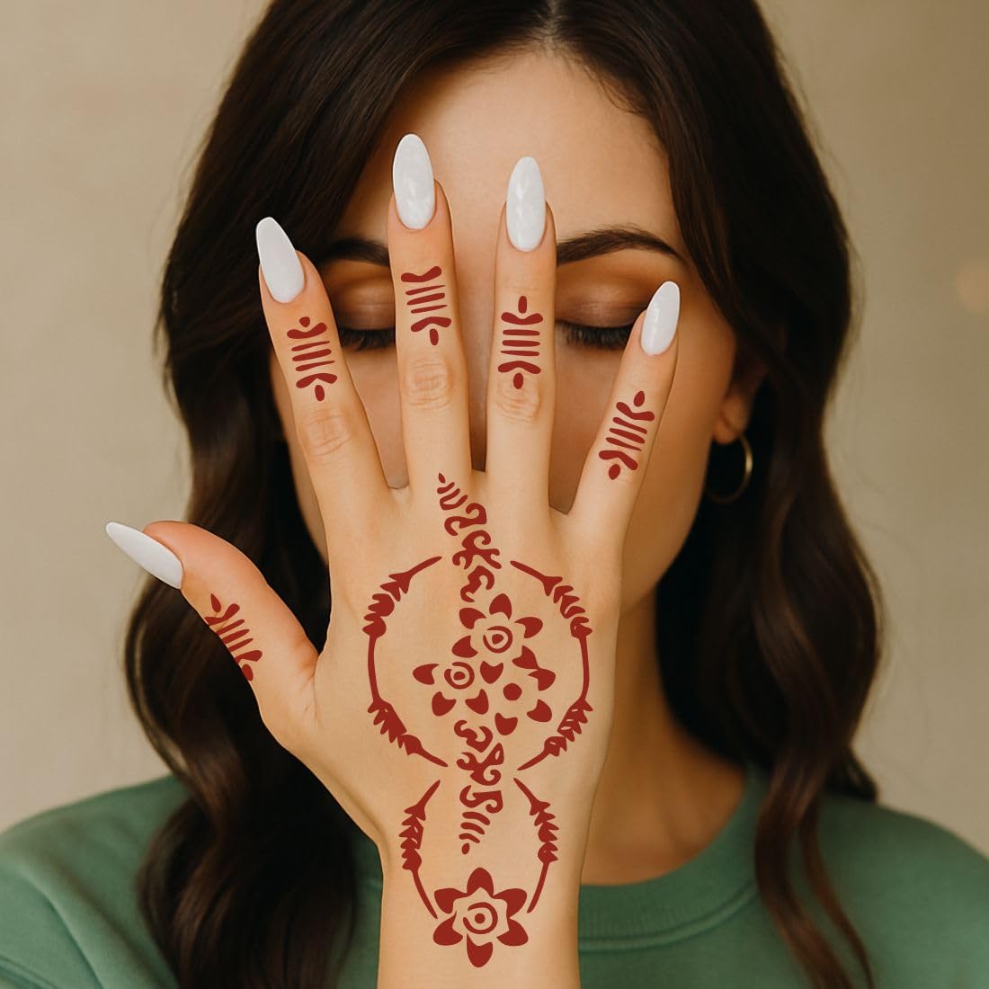 ORDERSHOCK Full Combo Mehndi Stencil Sticker Set with Ready to Use With Eassy Apply 1
