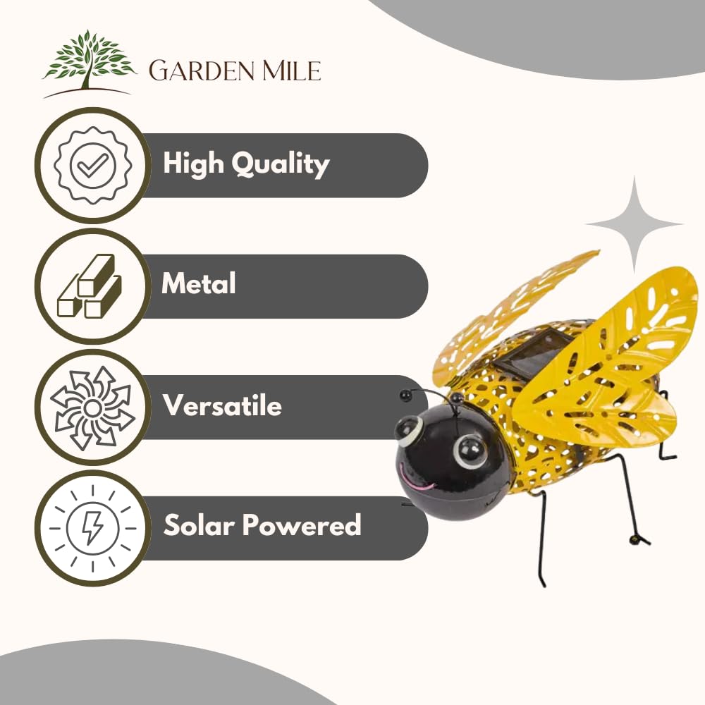 Garden Mile Große Solar-Silhouette, Hummel, Metall, wasserdicht, solarbetrieben, Garten, Insekten, Ornament, Lichter für Außenbereich, Terrasse, Weg, dekorative Beleuchtung