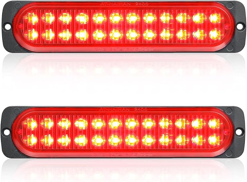 Luzes traseiras LED vermelhas AT-HAIHAN para freio, seta e lanterna de reboque – 2 unidades