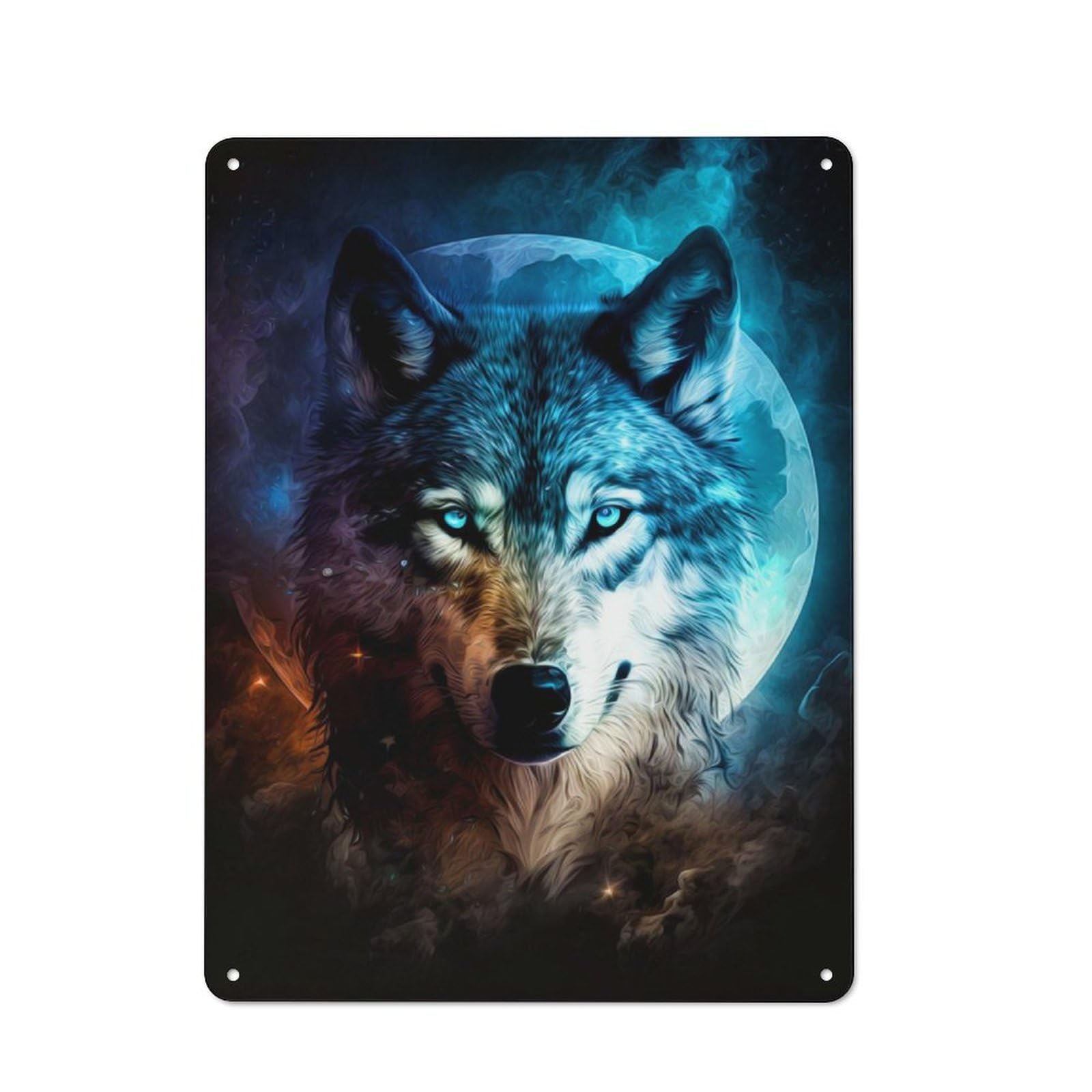 Junmoney Wolf Tin Wall Plaque 40X30cm With For Hobby Room Or Studio, New Home Wall Decor For Creative Interior Collectors