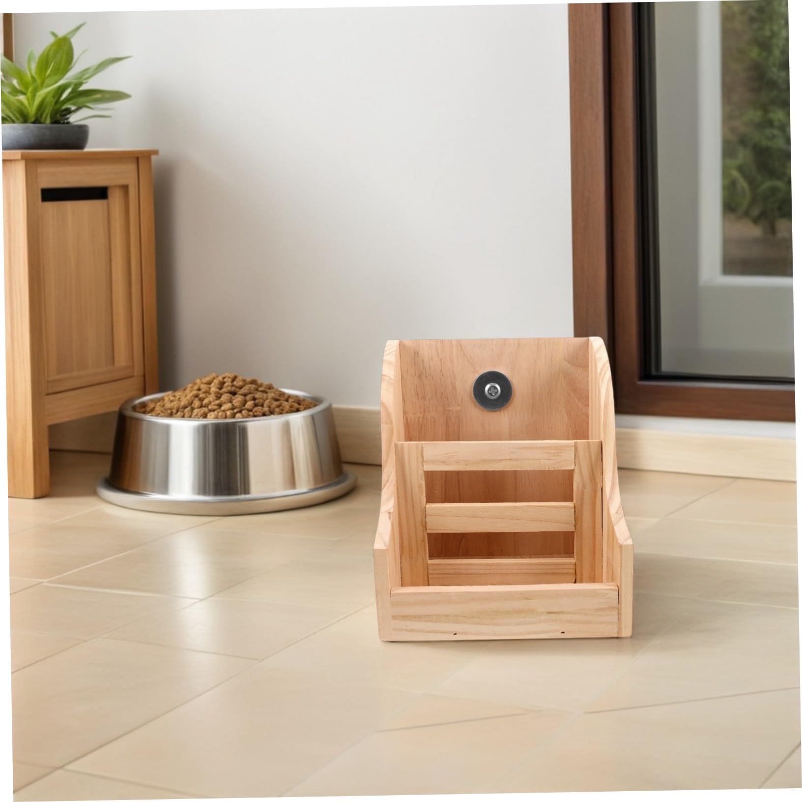 TOYANDONA Holz Heuraufe mit Napf Futterspender für Kaninchen Meerschweinchen Chinchilla Stabiles Design Fest Fixierter Heurack Natürliches Material Einfache Installation