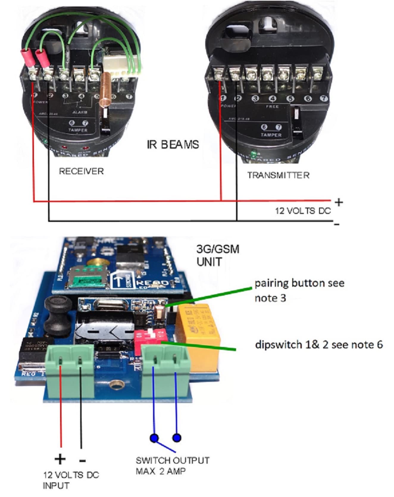 gsm PIR/Beam Detector de Alarma