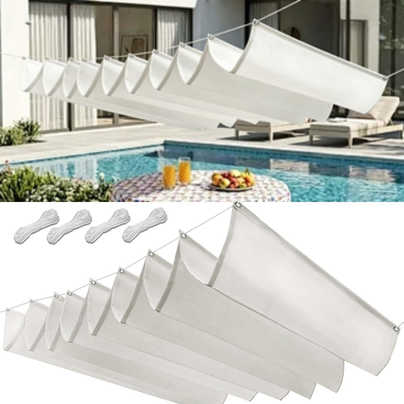 Toile d'ombrage blanche pour balcon et terrasse de 145x460 cm waterproof