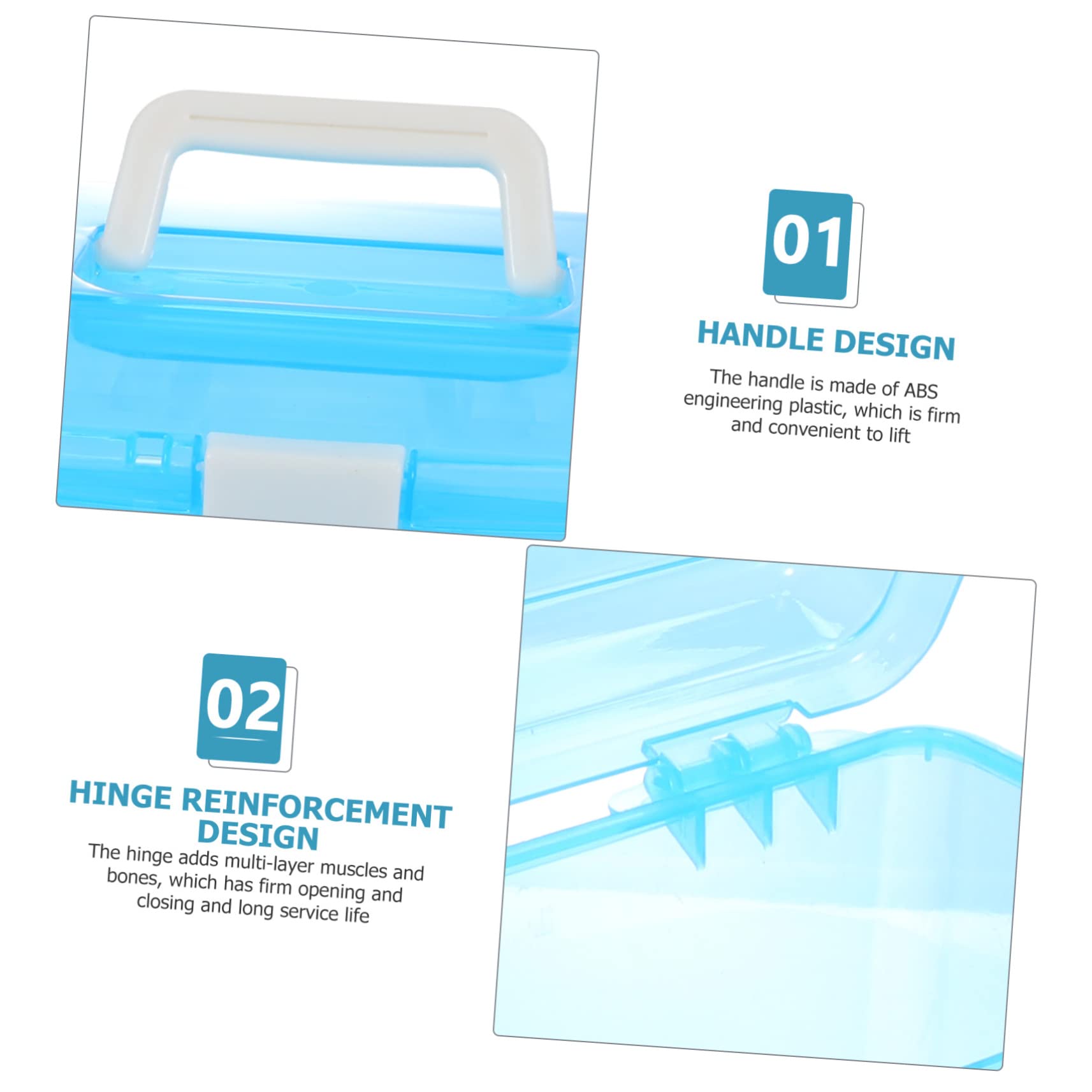 Boîte de Rangement Transparente en Plastique, Lot de 2, Bleu